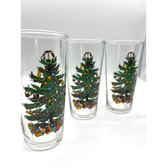 Vintage KIG Indonesia Set Of 5 Christmas Tree Drinking Glasses Holiday Design 8 - Picture 7 of 8